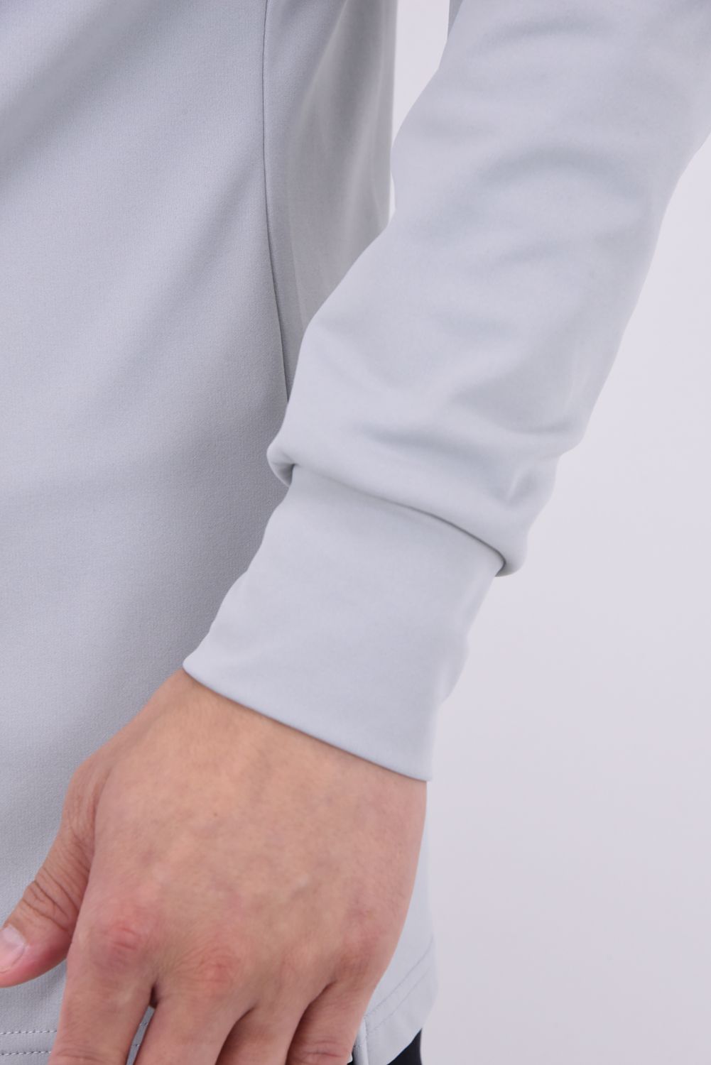 JACQUARD RIB L/S MOC SHIRTS / ロゴジャカード ロングスリーブ モックネックシャツ (ライトグレー)