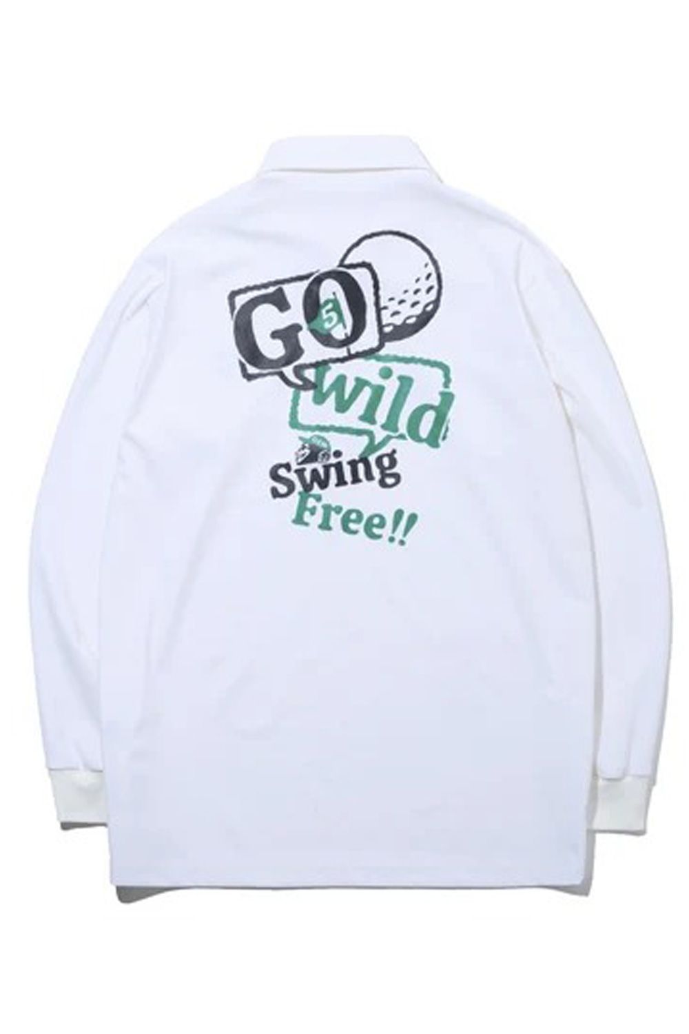 【26AW】 STRETCH KANOKO LONG SLEEVE POLO / ハイゲージカノコ素材 バックプリント 長袖ポロシャツ (ホワイト)