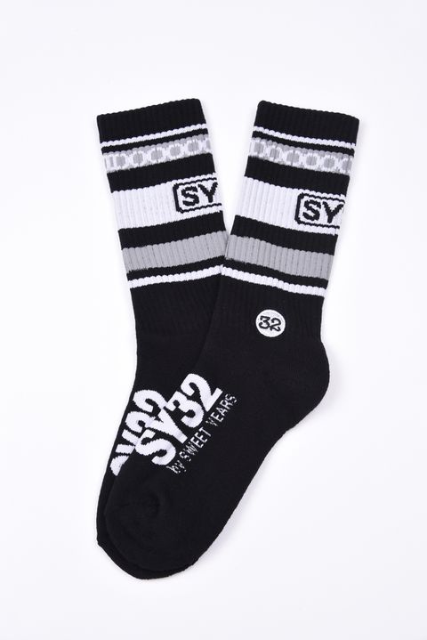 【26AW】 ORIGINAL LINE SOCKS / ラインデザイン ミドルソックス (ブラック)