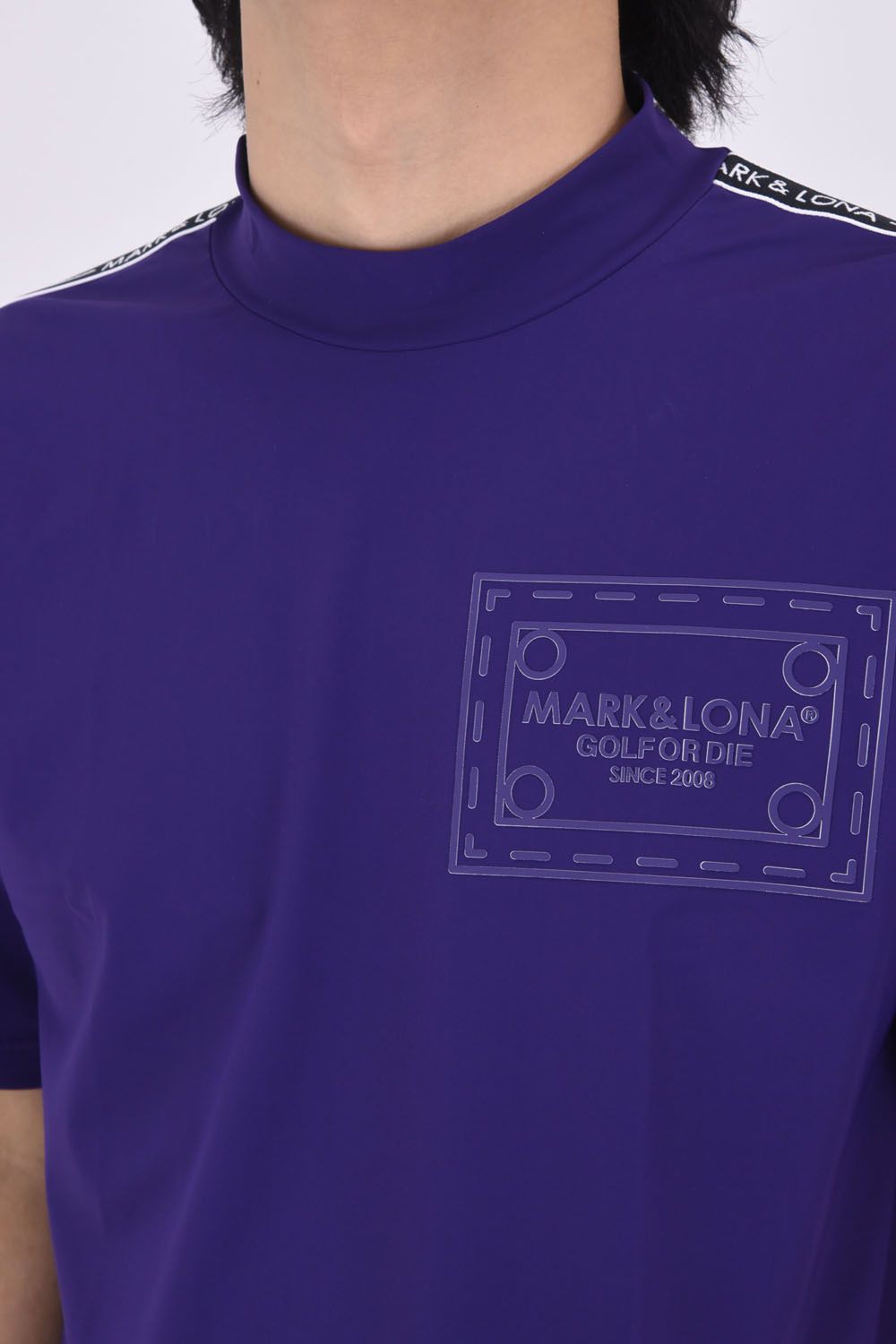 HERALD®️-FIT TEE / グログラン風テープ オーバーサイズ モックネック Tシャツ (ネイビー)