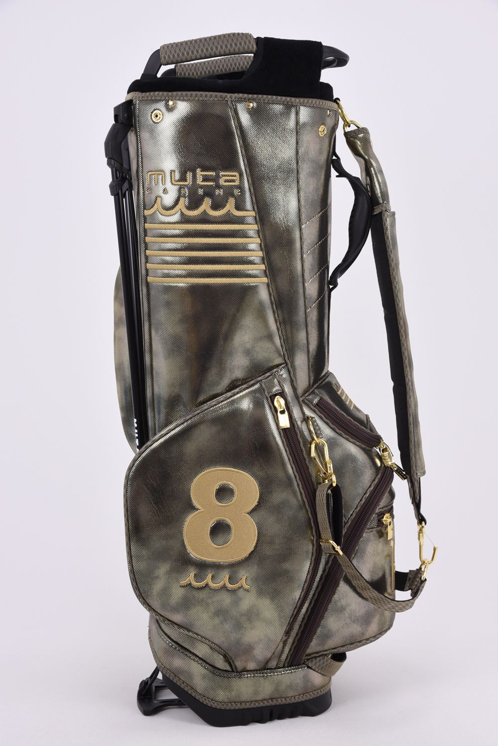 【26AW】 METALLIC CADDY BAG & HEAD COVER / メタリック 14分割 スタンドタイプ キャディバッグ&ヘッドカバーセット (ゴールド)