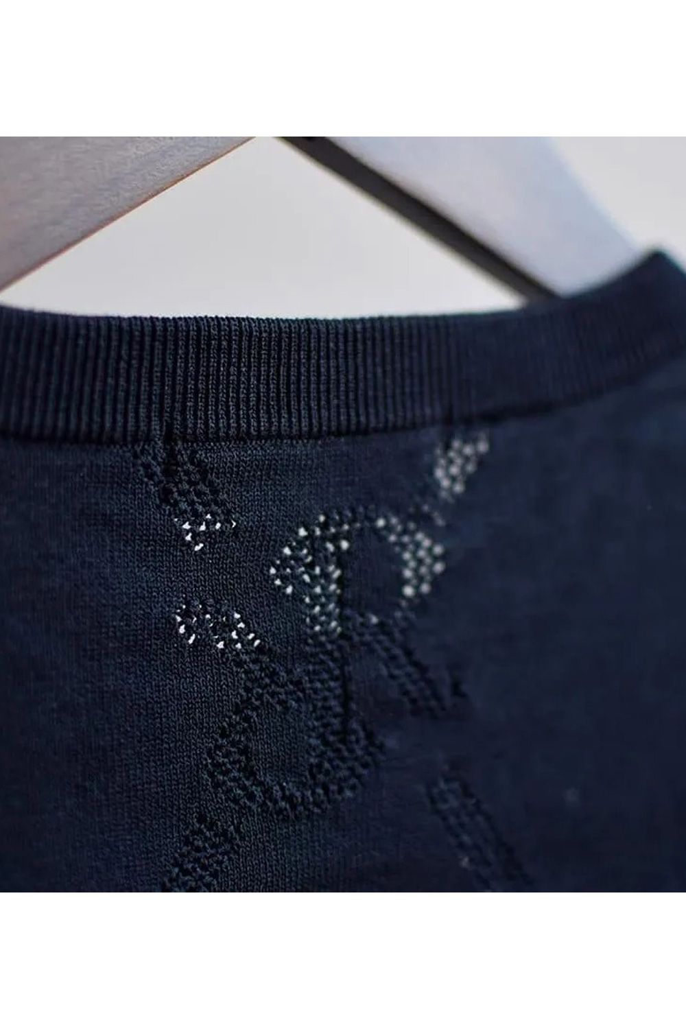 【26SS】 MESH RR LOGO KNIT / メッシュ編み 裾ライン クルーネックニット (ブラック)*