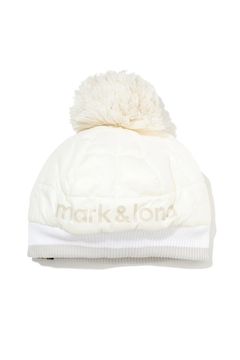 FRAME QUILTED POM CAP / 中綿キルティング リブニット 梵天付きキャップ (ホワイト)