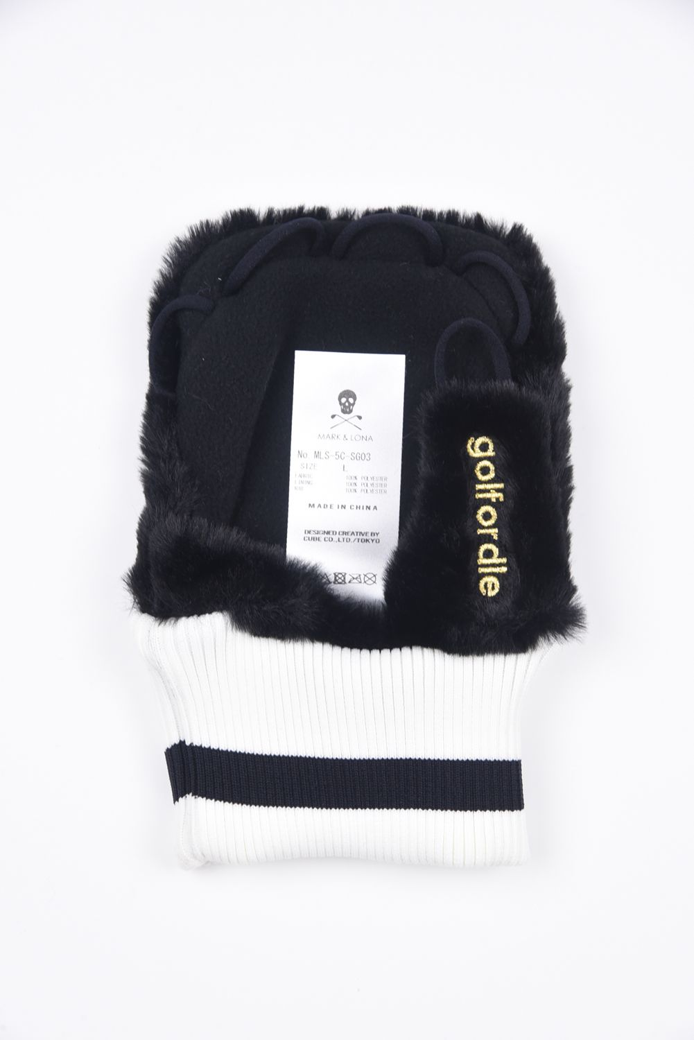 SYNK COZY HAND WARMERS / エコファー チャーム付き 手甲型グローブ (ブラック)