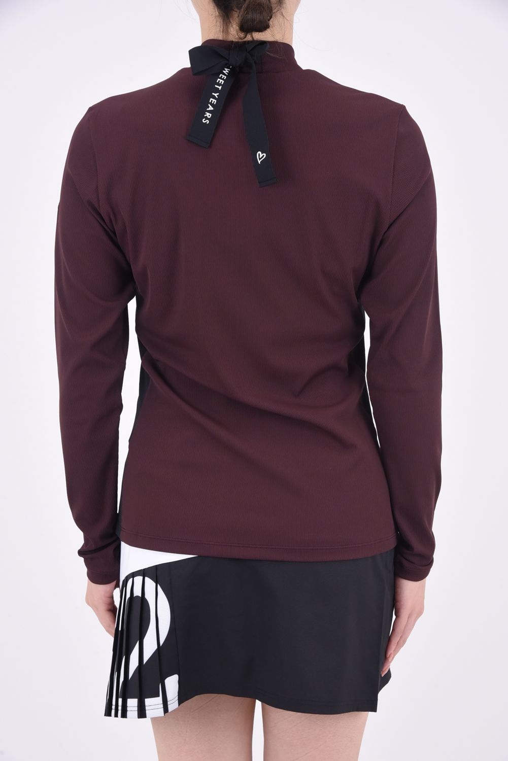 【レディース】CARVICO MOCK NECK SHIRTS / カルビコ生地 モックネック 長袖Tシャツ (バーガンディ)*