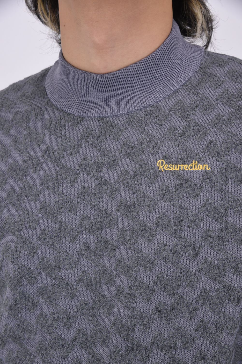 GM JACQUARD HIGH NECK KNIT / GMジャガード ハイネック ニット (グレー)