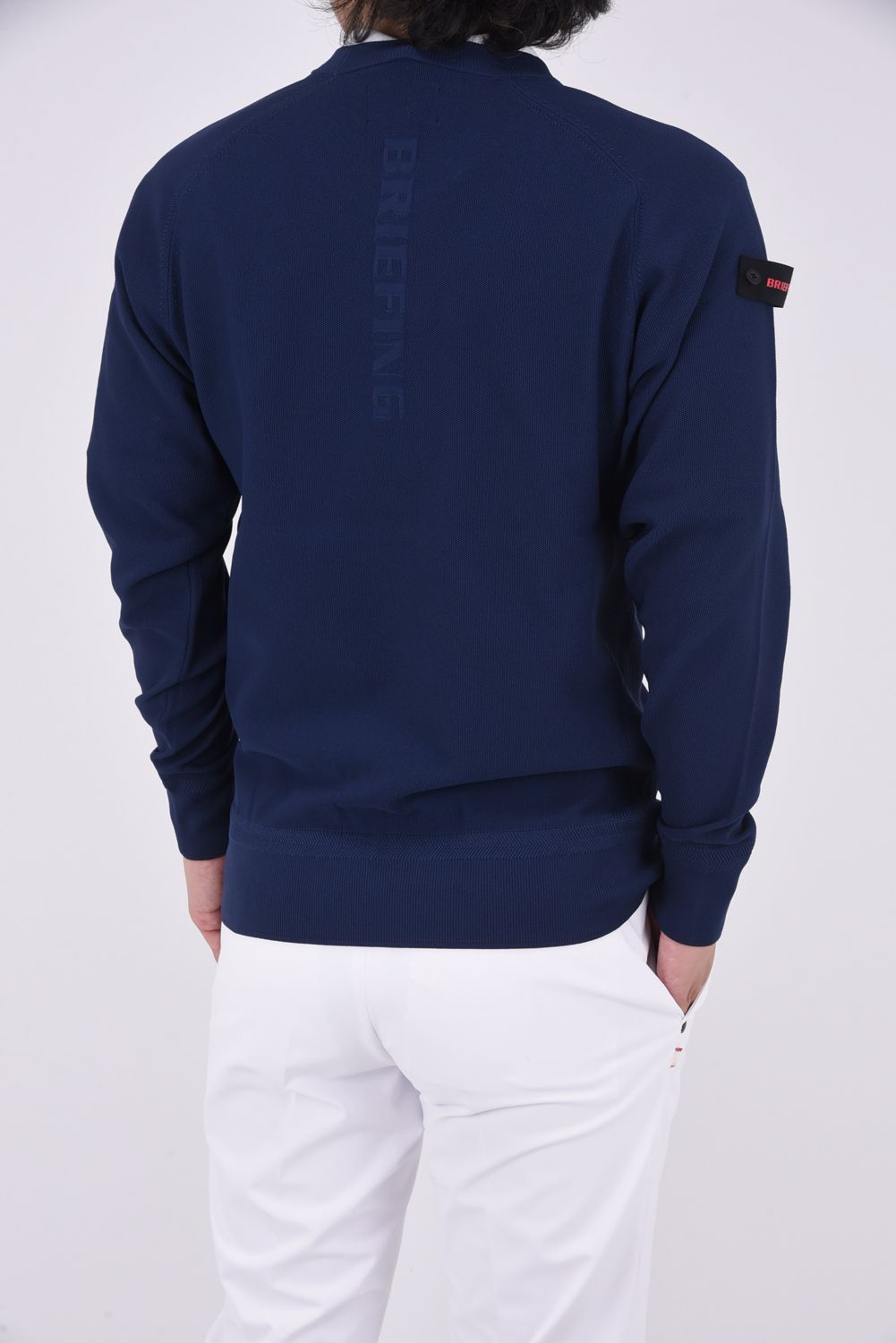 MEN'S WR CREWNECK KNIT / バックロゴ 超撥水糸 クルーネックニット (ネイビー)