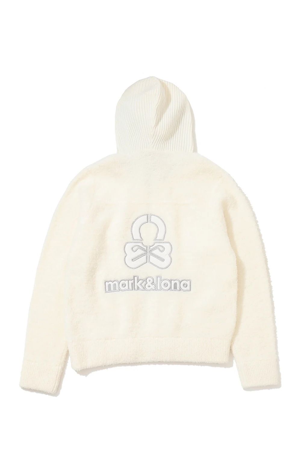 【26AW】【レディース】 PLUSH BOUCLE KNIT HOODIE / ブランクスカル刺繍 プラッシュ ブークレ ニットフーディー (ホワイト）