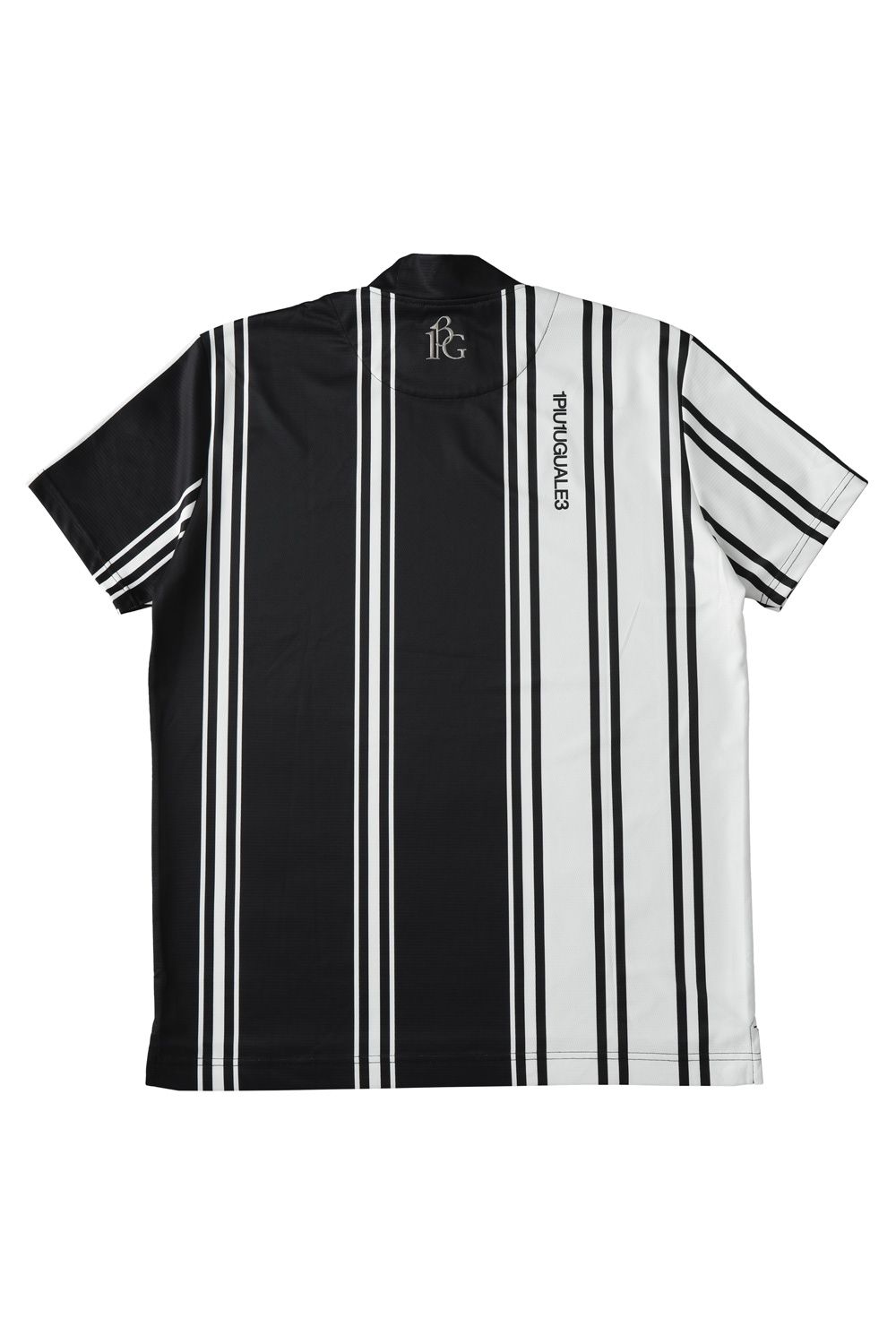 【25SS】 113 GOLF S/S MOCK NECK STRIPE  / ダブルメッシュニット ストライプ モックネックシャツ (ブラック)