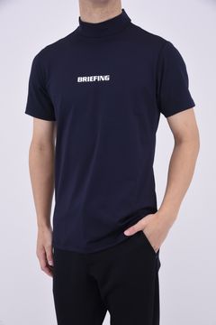 MENS TOUR HIGH NECK / ブランドロゴ ストレッチジャージ モックネック Tシャツ (ネイビー)