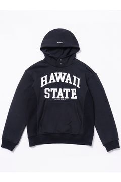【26AW】 Mahana Standneck Hoodie (Hawaii State) / 裏起毛 カレッジスタイル プルオーバーパーカー (ブラック) (10月入荷予定）