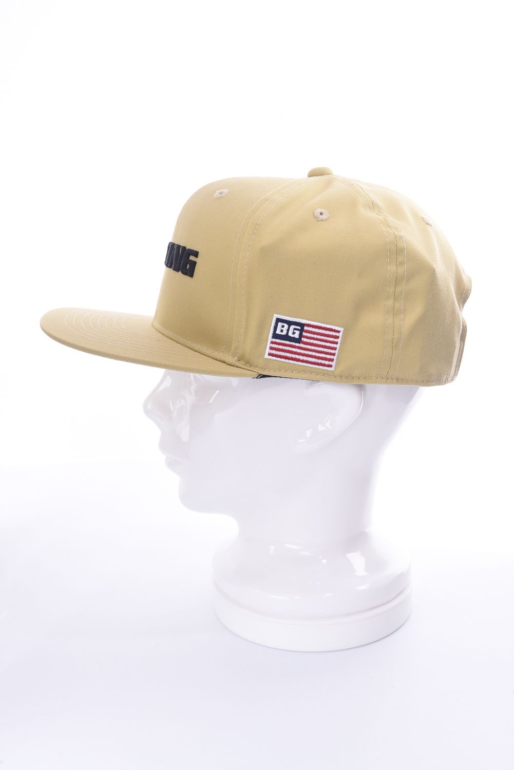 MENS BASIC FLAT VISOR CAP / ブランドロゴ ベーシック フラットキャップ (ベージュ)