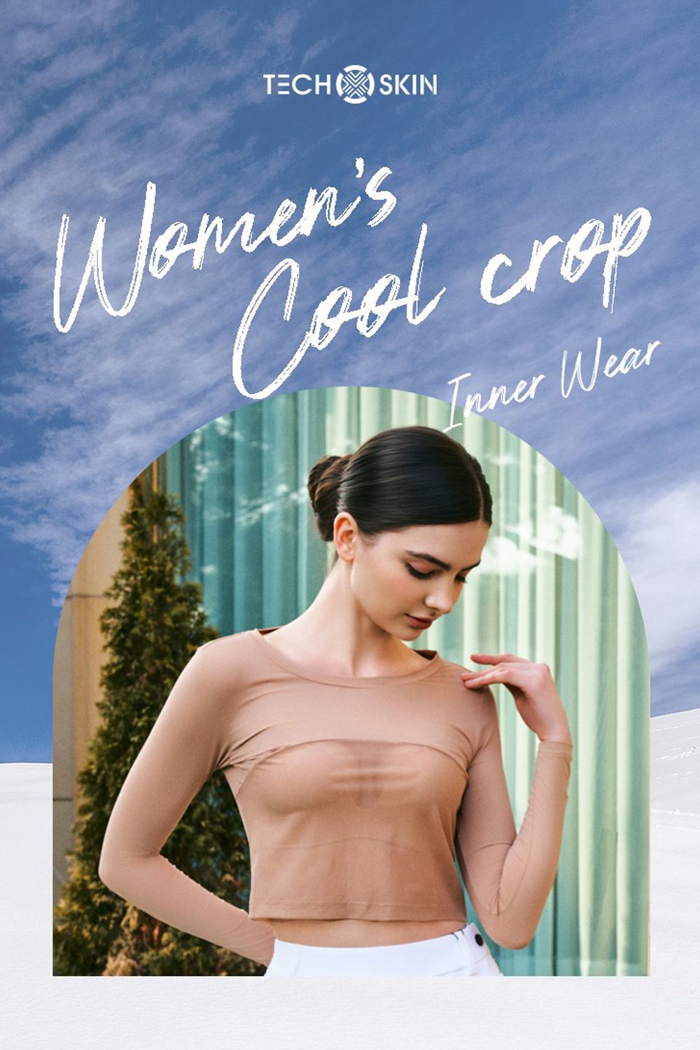 【26SS】【レディース】【返品・交換不可】 WOMENS COOL CROP INNERWEAR / クロップ丈 冷感素材 サマーインナーTシャツ (ベージュ)