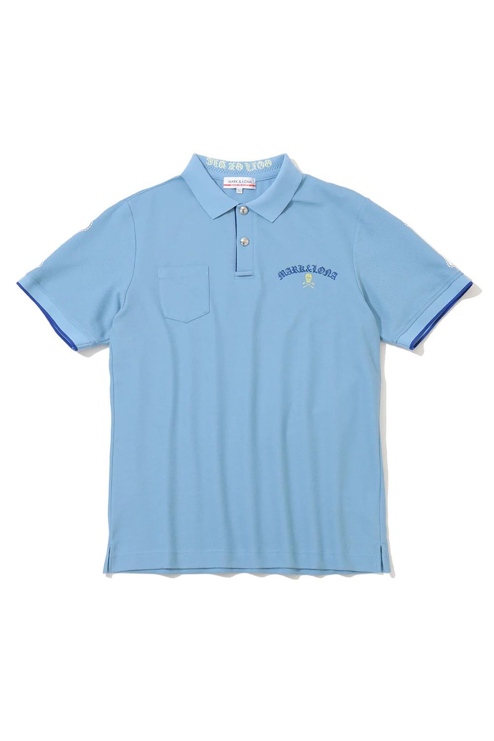 【26SS】 BONES PIQUE POLO / カノコ素材 ジャパンメイド BONEプリント ポロシャツ (サックス)