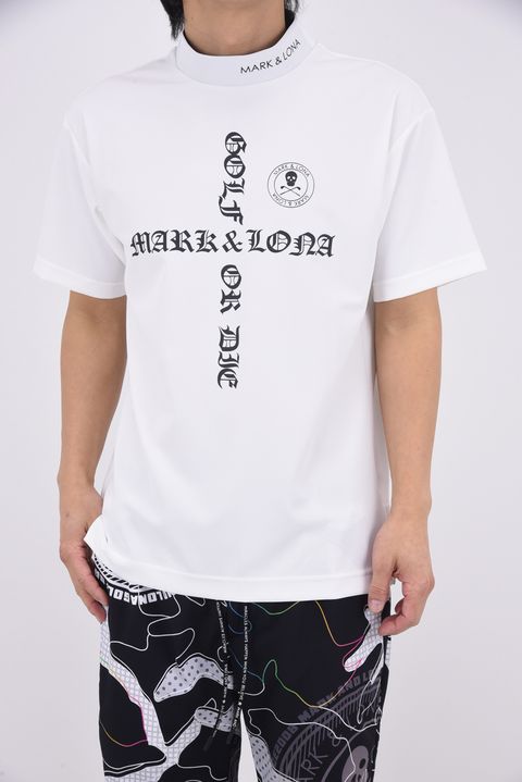 【26SS】 CROCE WAFFLE MOCK NECK TEE / ナイロンワッフル ブラックレターロゴ モックネックTシャツ (ホワイト)