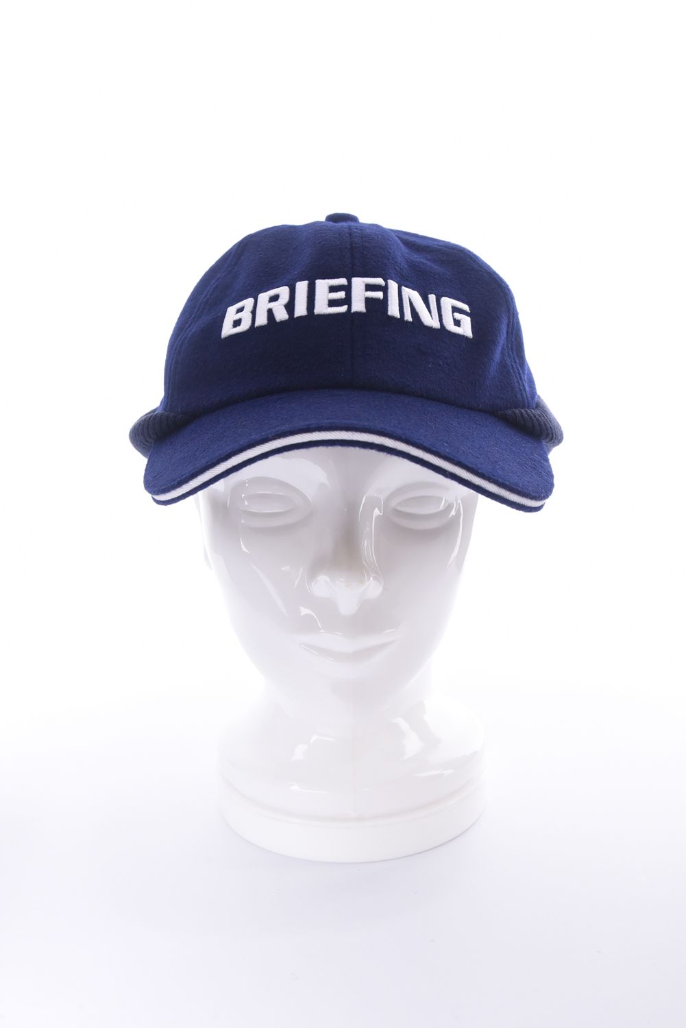 MEN'S WOOL WARM CAP / ウール混 ブランドロゴ ウォームキャップ (ネイビー)