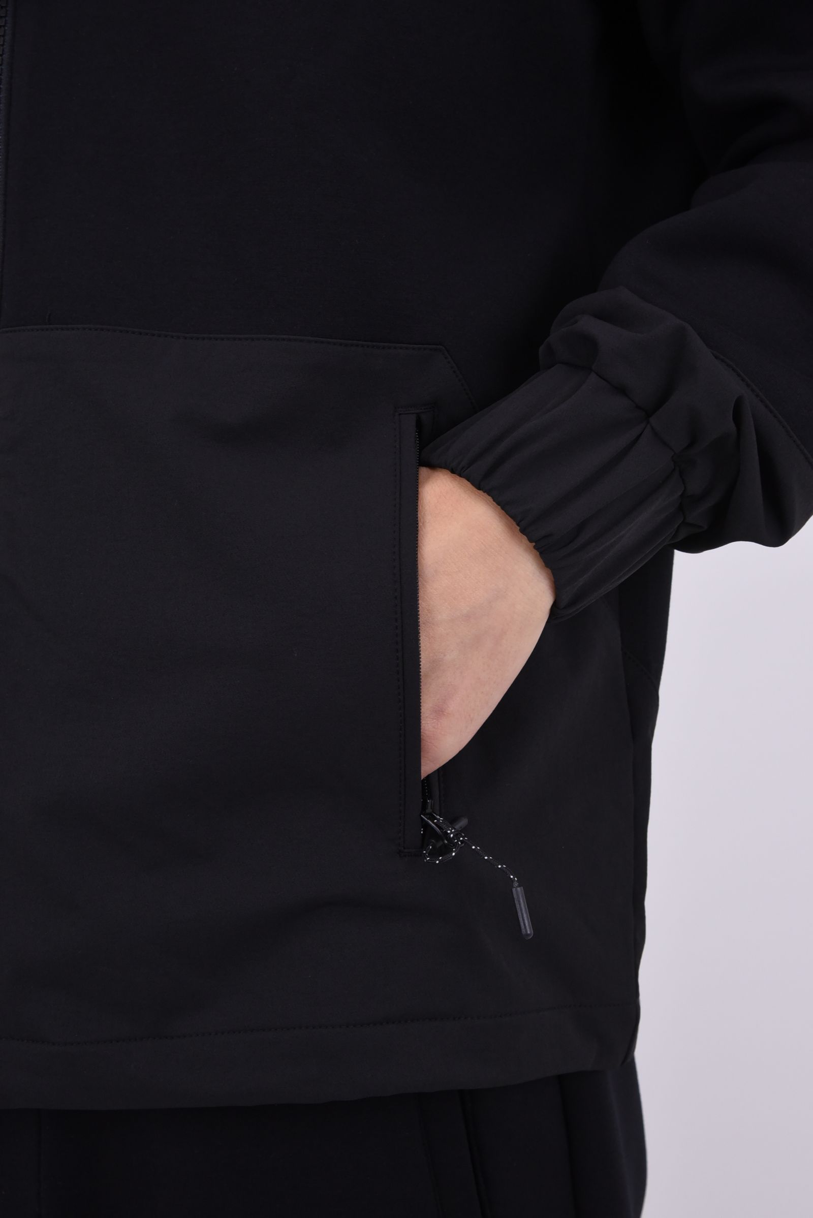 【26AW】 BONDING COMBINATION ZIP HOODIE / ボンディングコンビネーション ジップアップパーカー (ブラック/ブラック)