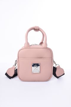 CUBE BAG / 113プレートロゴ シンセティックレザー キューブバッグ ピンク