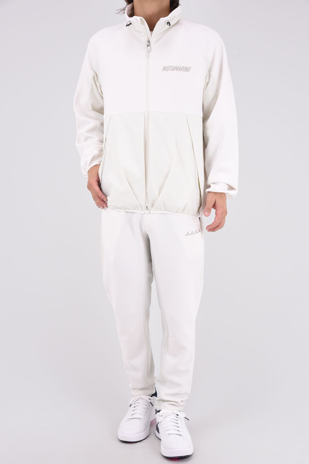 【26AW】 BI-FABRIC TRAINING  PANTS / ダンボールニット 異素材切り替え トレーニングロングパンツ (ホワイト)