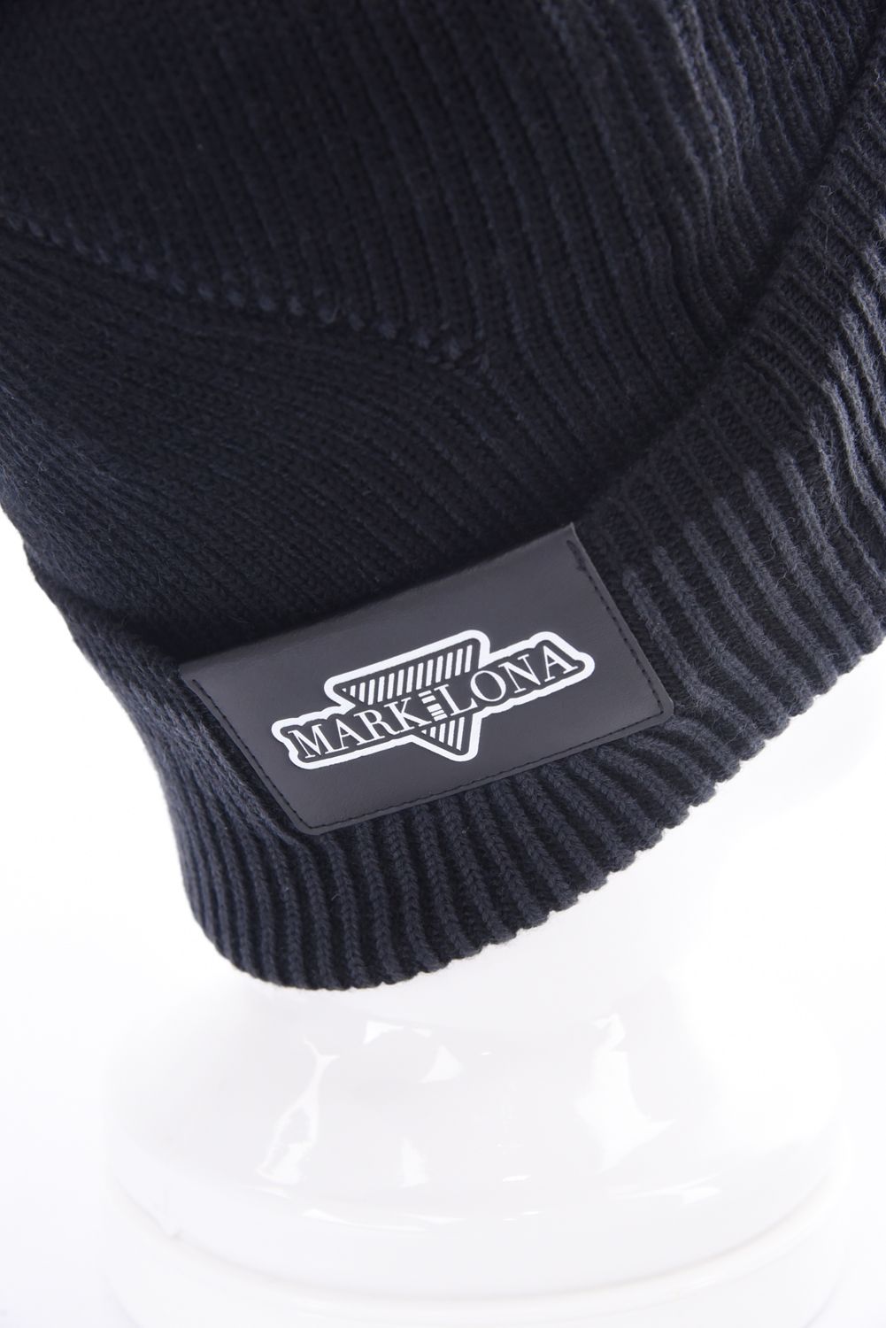 【CODE COLLECTION】 SWBN / 変則リブ編み プリントネーム ニットキャップ (ブラック)