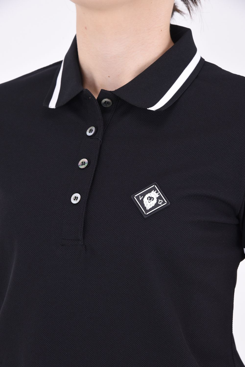 【レディース】 LIB OUT POLO / V12ロゴ フィールドセンサーカノコ ポロシャツ (ブラック)