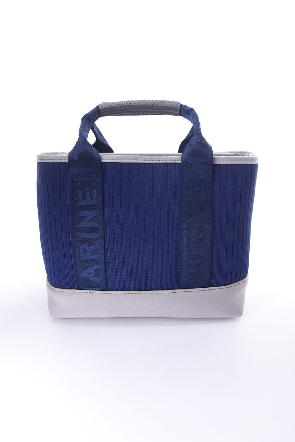 【26SS】 STRIPE KNIT PARTITION TOTE BAG / ストライプニット パーテーショントートバッグ (ネイビー)