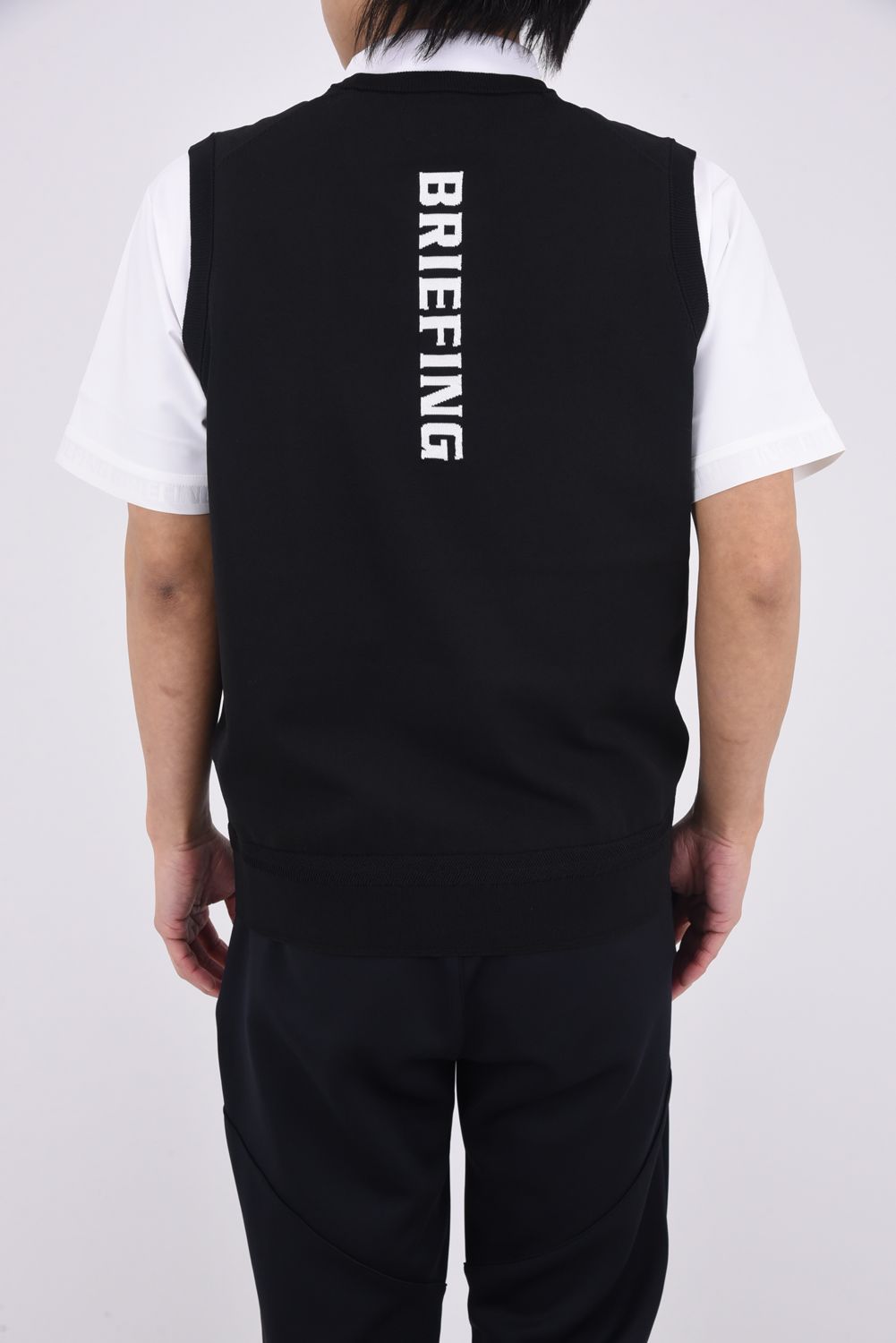 【26SS】 MEN'S WR CREWNECK KNIT VEST / 超撥水糸 ブランドロゴジャカード ニットベスト (ブラック)