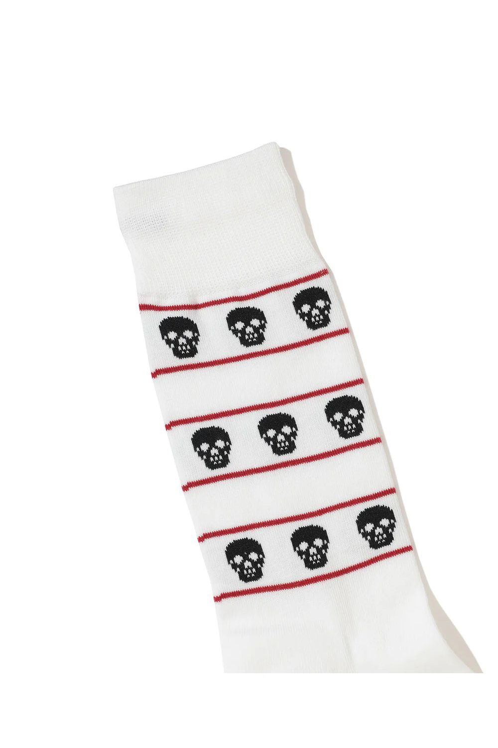 ETERNAL SKULL BORDER SOCKS / スカルジャカード ハイクルーソックス (ホワイト)