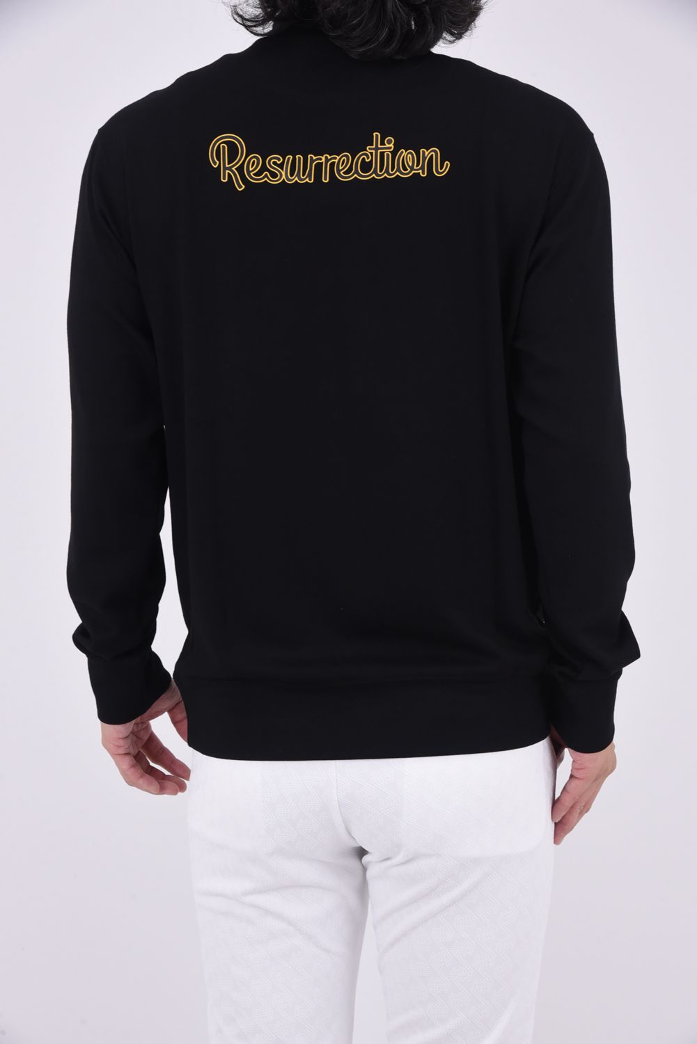 MENS HIGH NECK PULLOVER / ダンボールニット ロゴプリント ハイネックプルオーバー (ブラック)