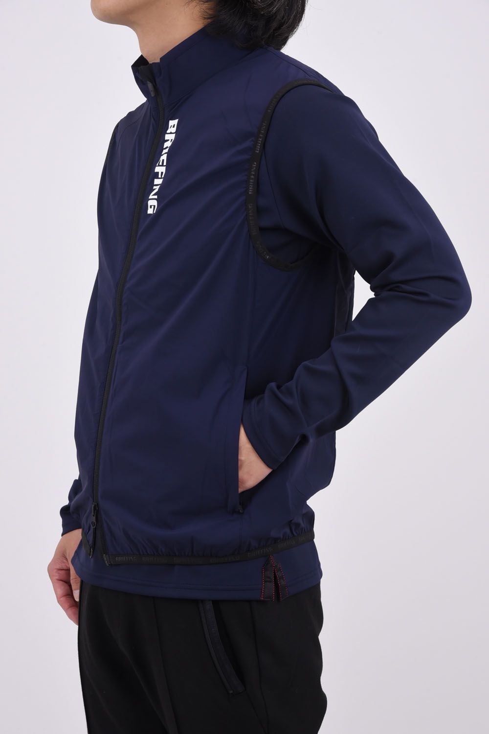 MEN'S WIND VEST / 4WAYストレッチ ジップアップベスト (ネイビー)