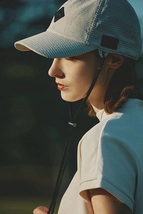 【26SS】【レディース】 WOMEN’S SEERSUCKER CORD STRAP CAP / シアサッカー コードストラップ付き キャップ (ベージュ)