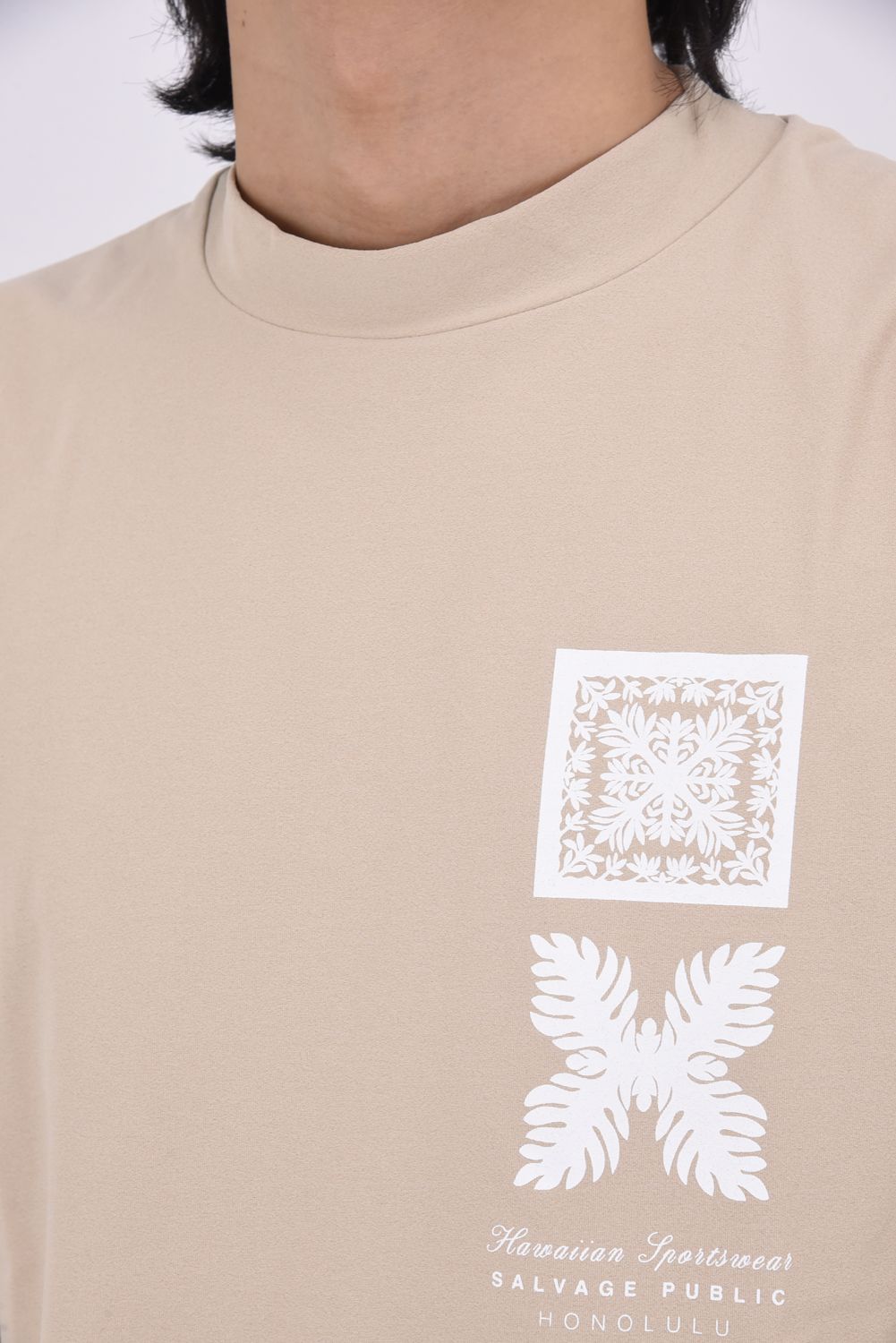【26SS】 SURF Mockneck S/S(Nalu＆Turf) / NALU＆TURFプリント モックネックTシャツ (ベージュ)