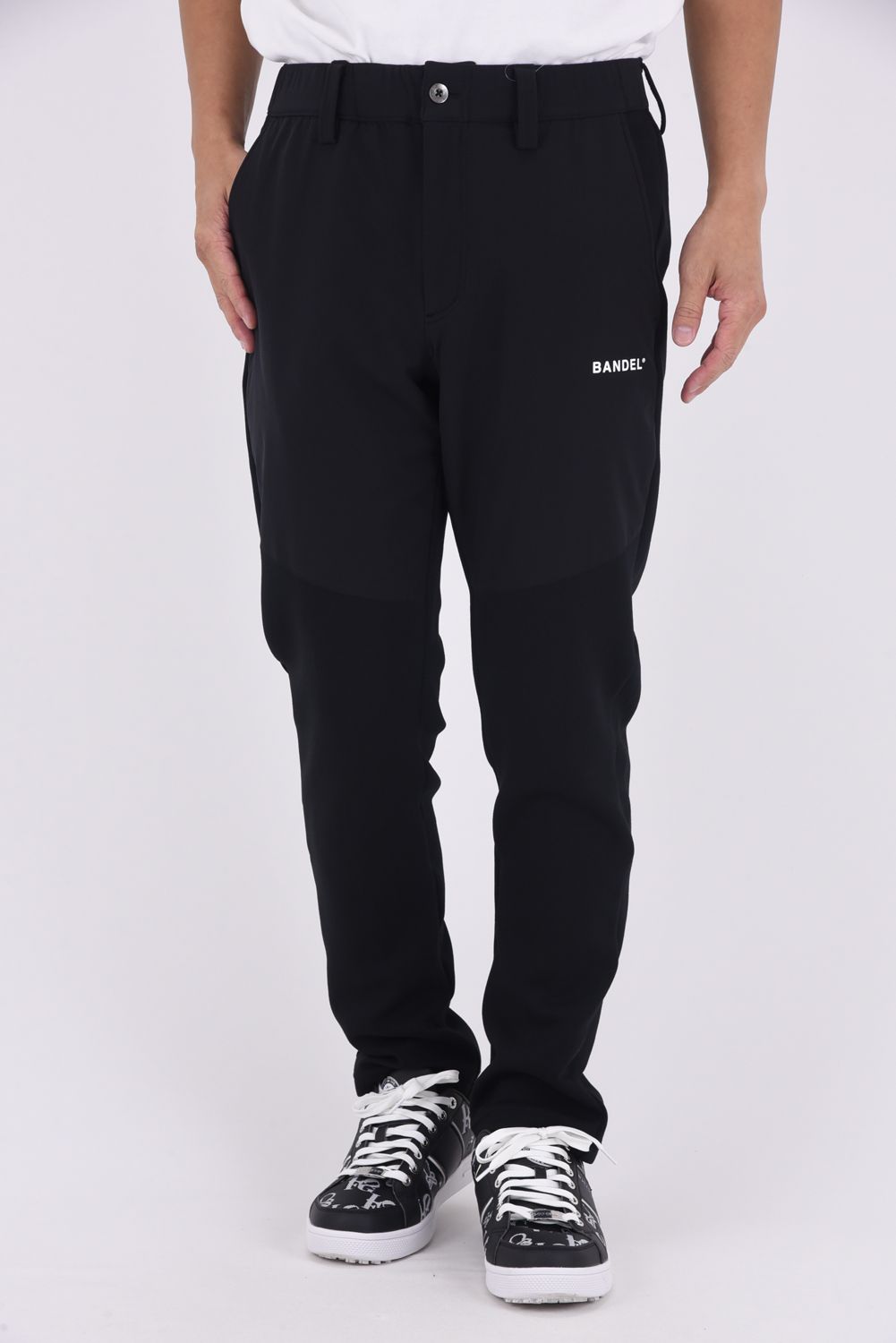 【25AW】 FRONT SWITCH TAPERED PANTS / ボンディング素材 ハイブリッドロングパンツ (ブラック)