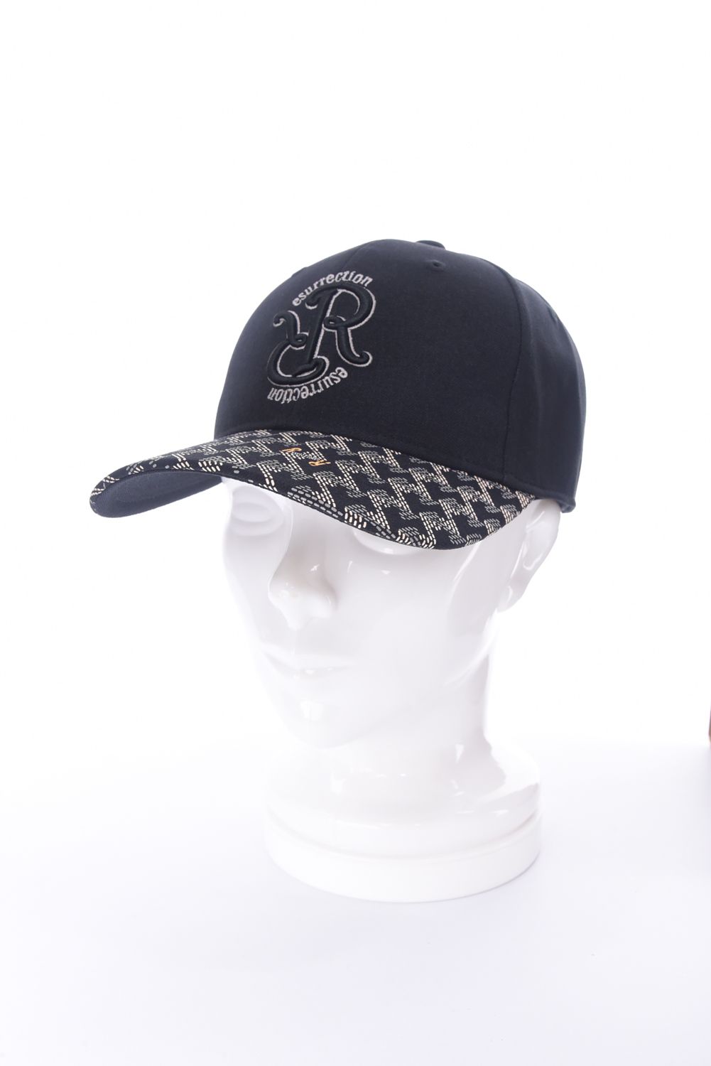 GM BRIM CAP / RRロゴ刺繍 オリジナルテキスタイル ブリムキャップ (ブラック)