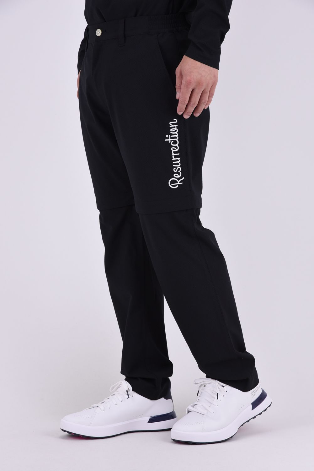 【26AW】 MENS DETACHABLE PANTS / ワッフル生地 ヘムデタッチャブル 2WAYパンツ (ブラック)*