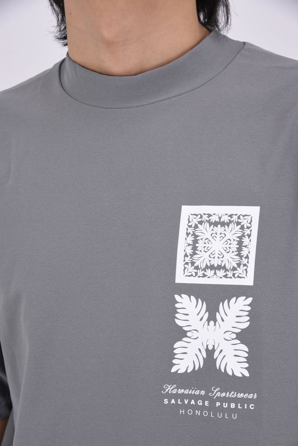 【26SS】 SURF Mockneck S/S(Nalu＆Turf) / NALU＆TURFプリント モックネックTシャツ (グレー)