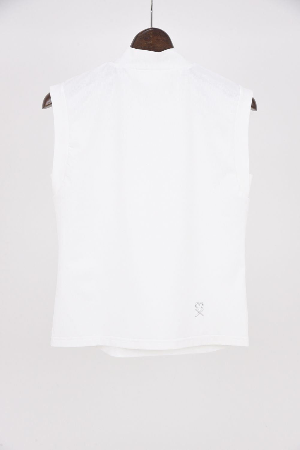 【26SS】【レディース】 DOT MESH NS MOCK TEE / ドットメッシュ ブランドロゴ ノースリーブ モックネックTシャツ (ホワイト)