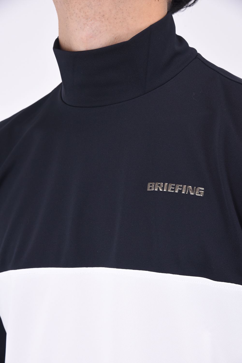 BRIEFING - MENS BI-COLOR LS HIGH NECK / ブランドロゴ バイカラー