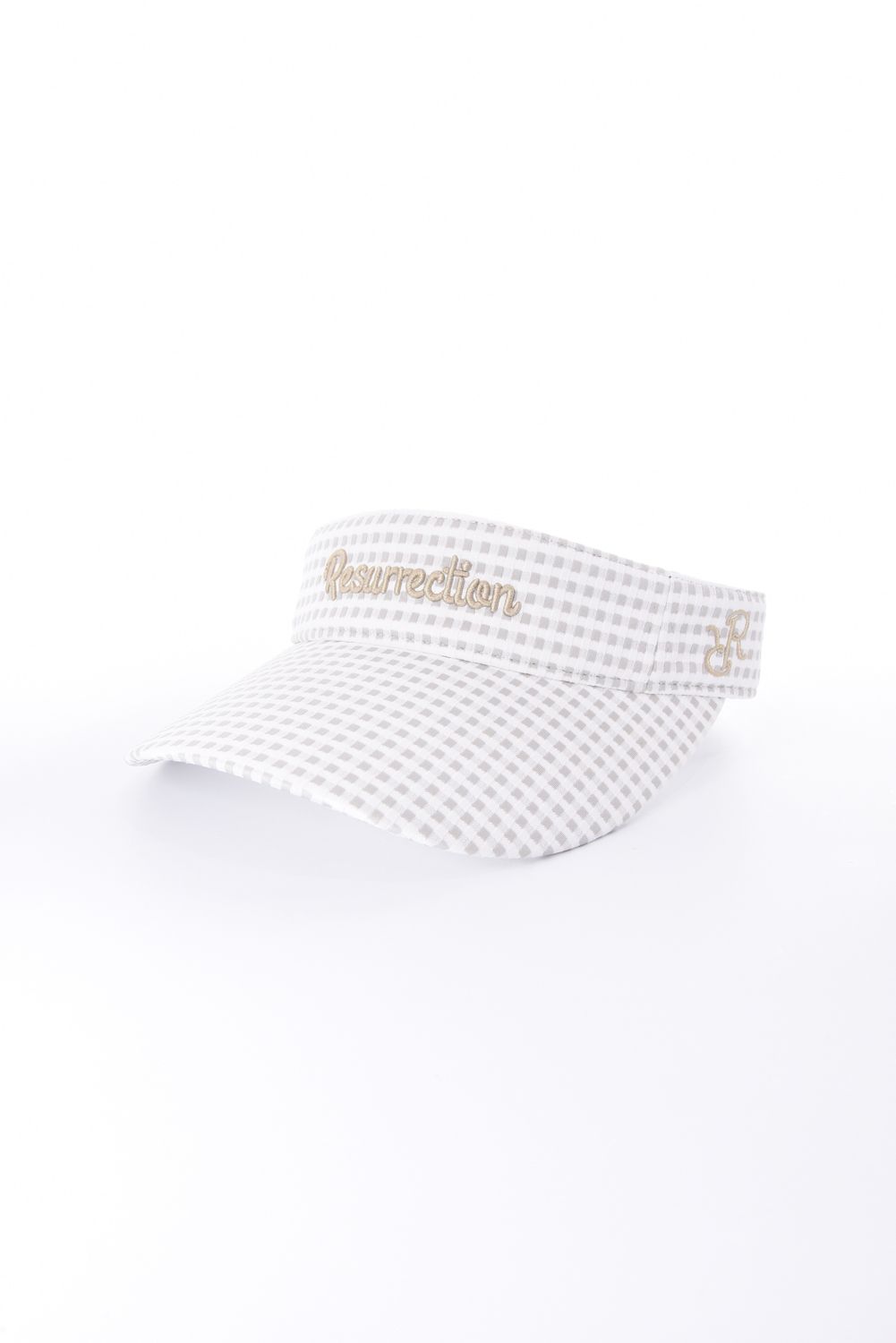 【26SS】【レディース】 WIDE BRIM SUN VISOR / ワイドブリム ギンガムチェック サンバイザー (シュシュ付き) (グレーベージュ)