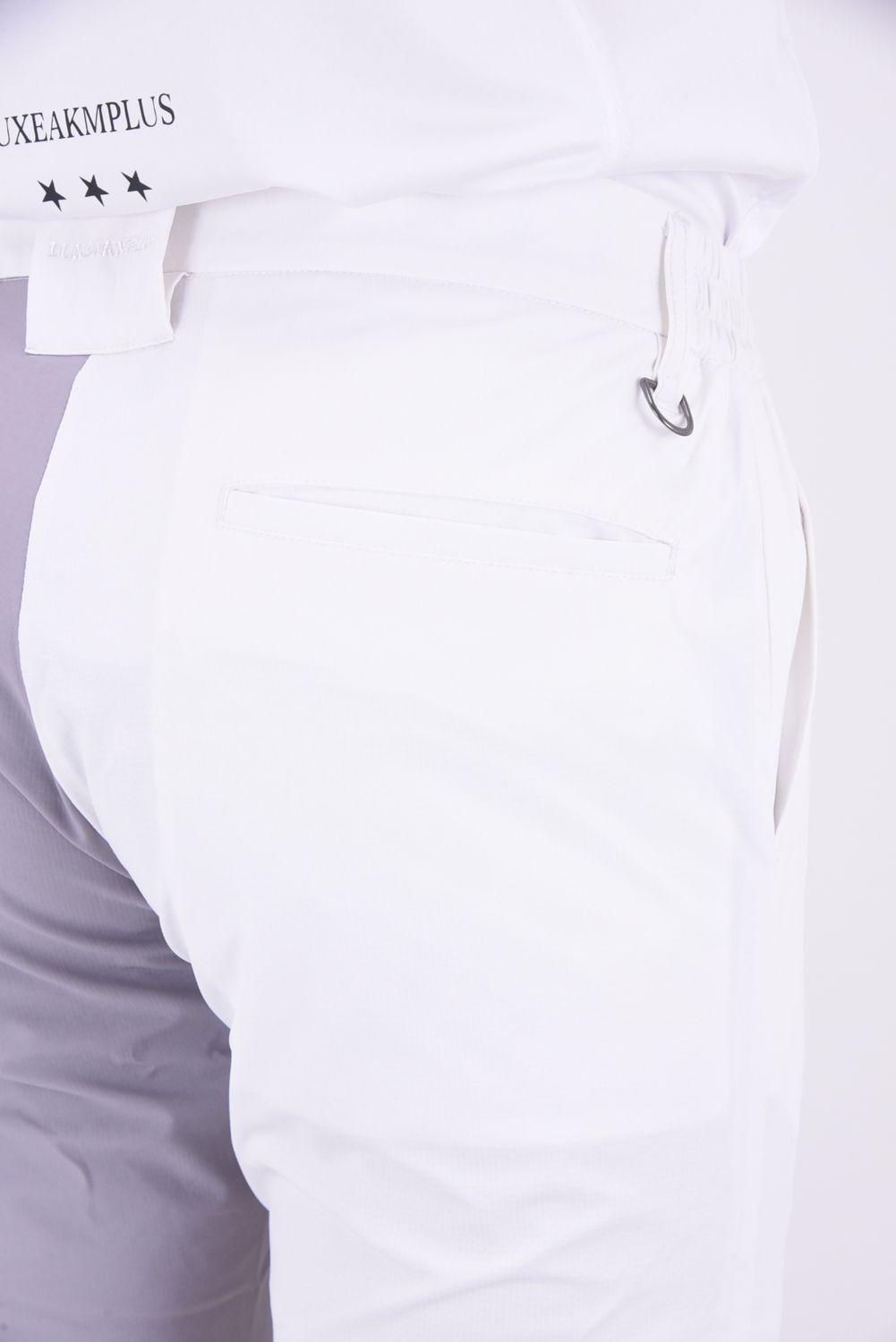 BICOLOR LONG PANTS / バイカラー ナイロンストレッチ スリムフィット ロングパンツ ホワイト