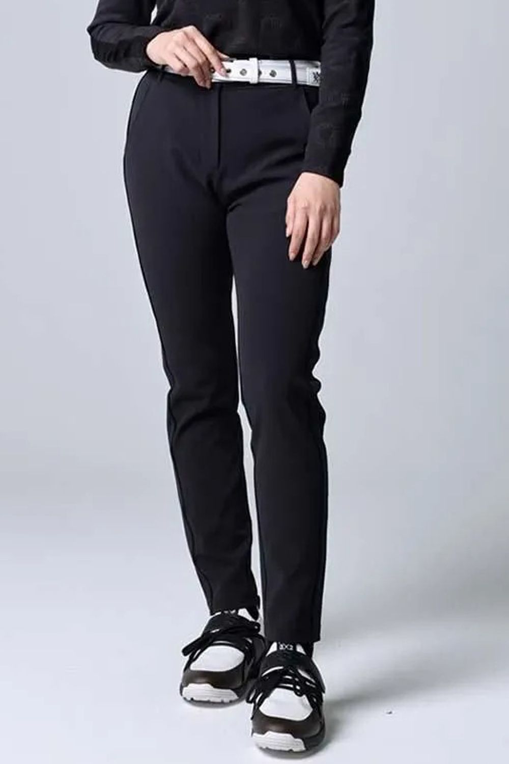 【26AW】【レディース】 SPORTEX SIDE LINE LONG PANTS / 中厚ストレッチ サイドライン ロングパンツ (ブラック)*