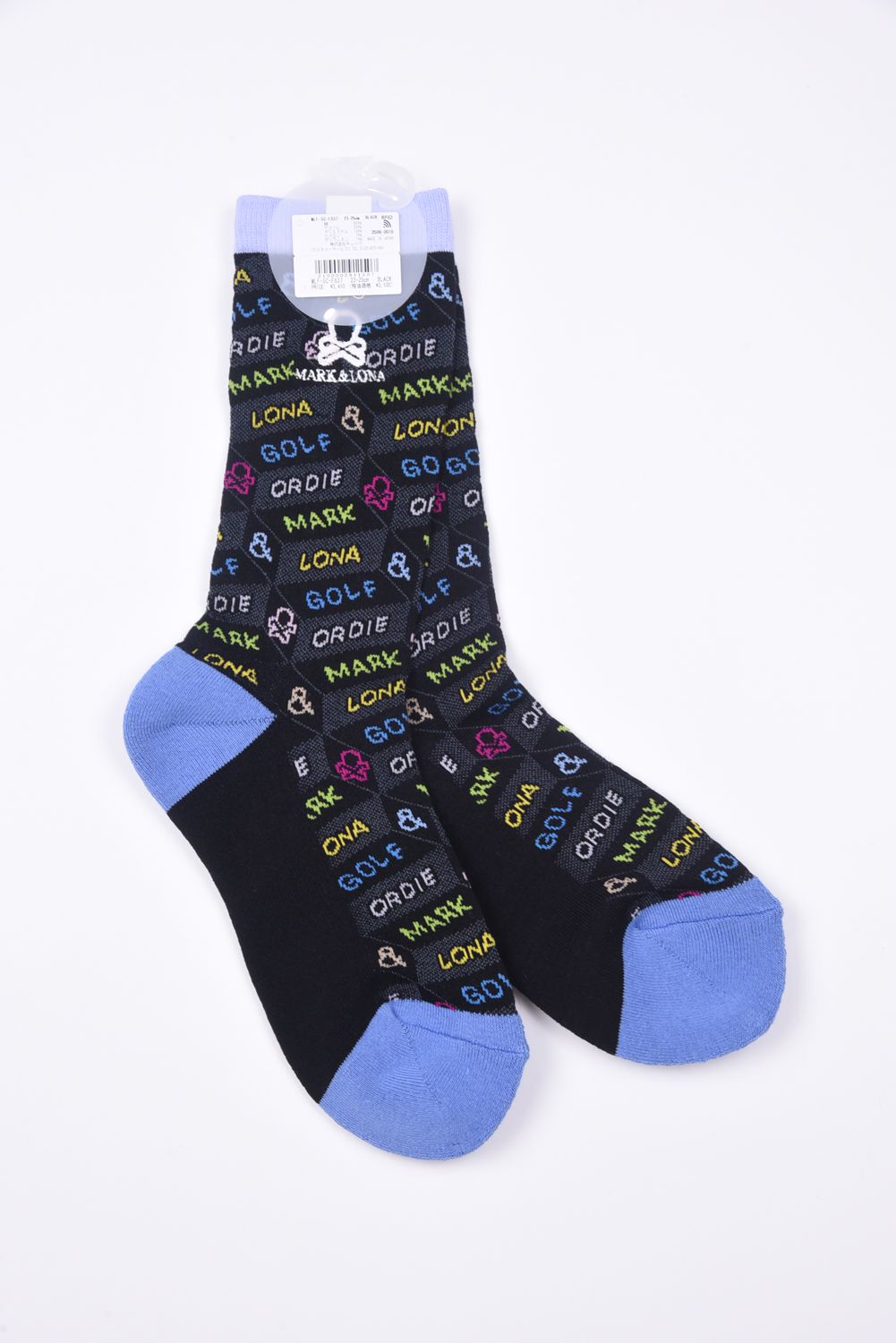 【レディース】 DÉPÊCHE COLOR BLOCK CREW SOCKS / ジオメトリックパターン ハイクルーソックス (ブラック)