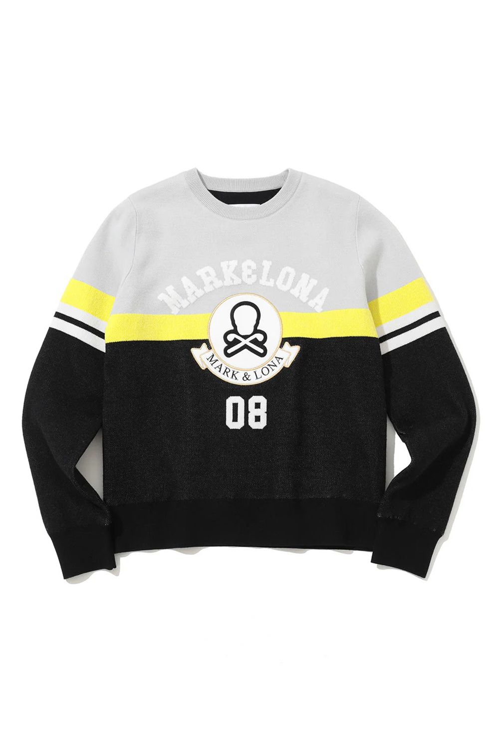 【2025AW】【レディース】 GRAVITY DUAL TONE SWEATER / バイカラーデザイン ブランクスカル ニットプルオーバー (ブラック)