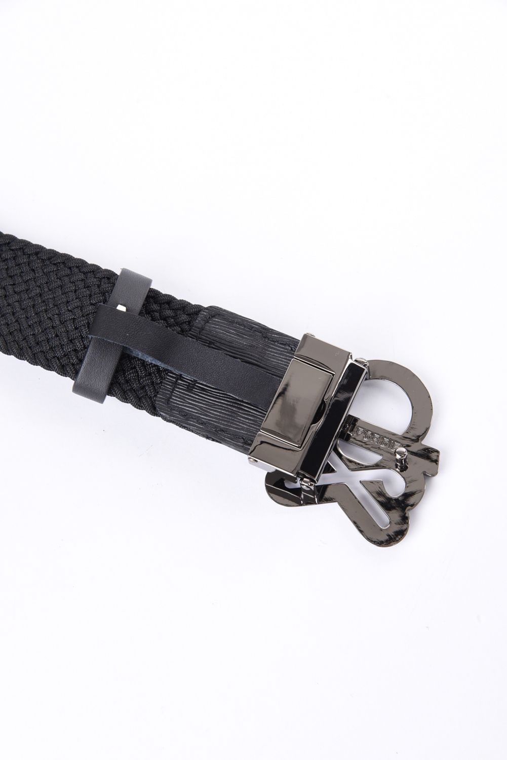 【26AW】 EL. STRETCH MESH BELT / オリジナルスカルバックル メッシュベルト (ブラック)