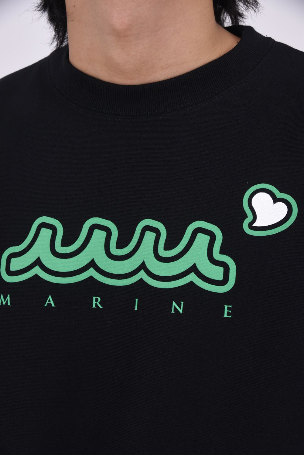 【25AW】 ACANTHUS * MUTA MARINE SWEET LOGO CREWNECK SWEATSHIRTS / ヘビーウェイト 裏起毛 ハートロゴ クルーネックスウェット (ブラック)