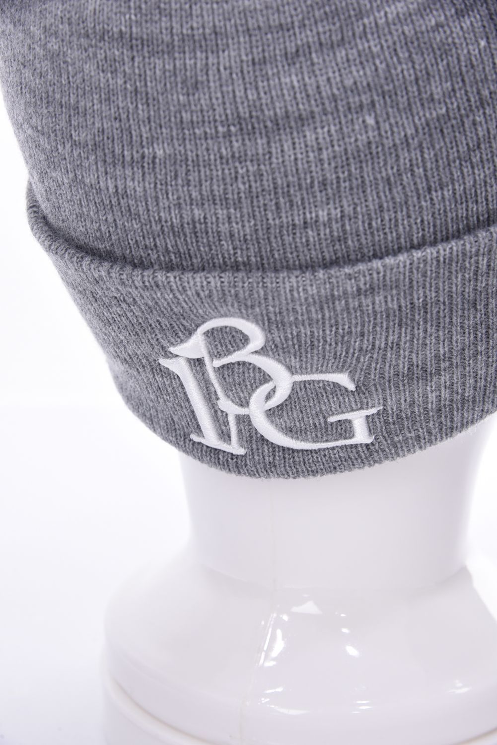 POM POM BEANIE FLEX / 113Gロゴ刺繍 ニットビーニー (グレー)