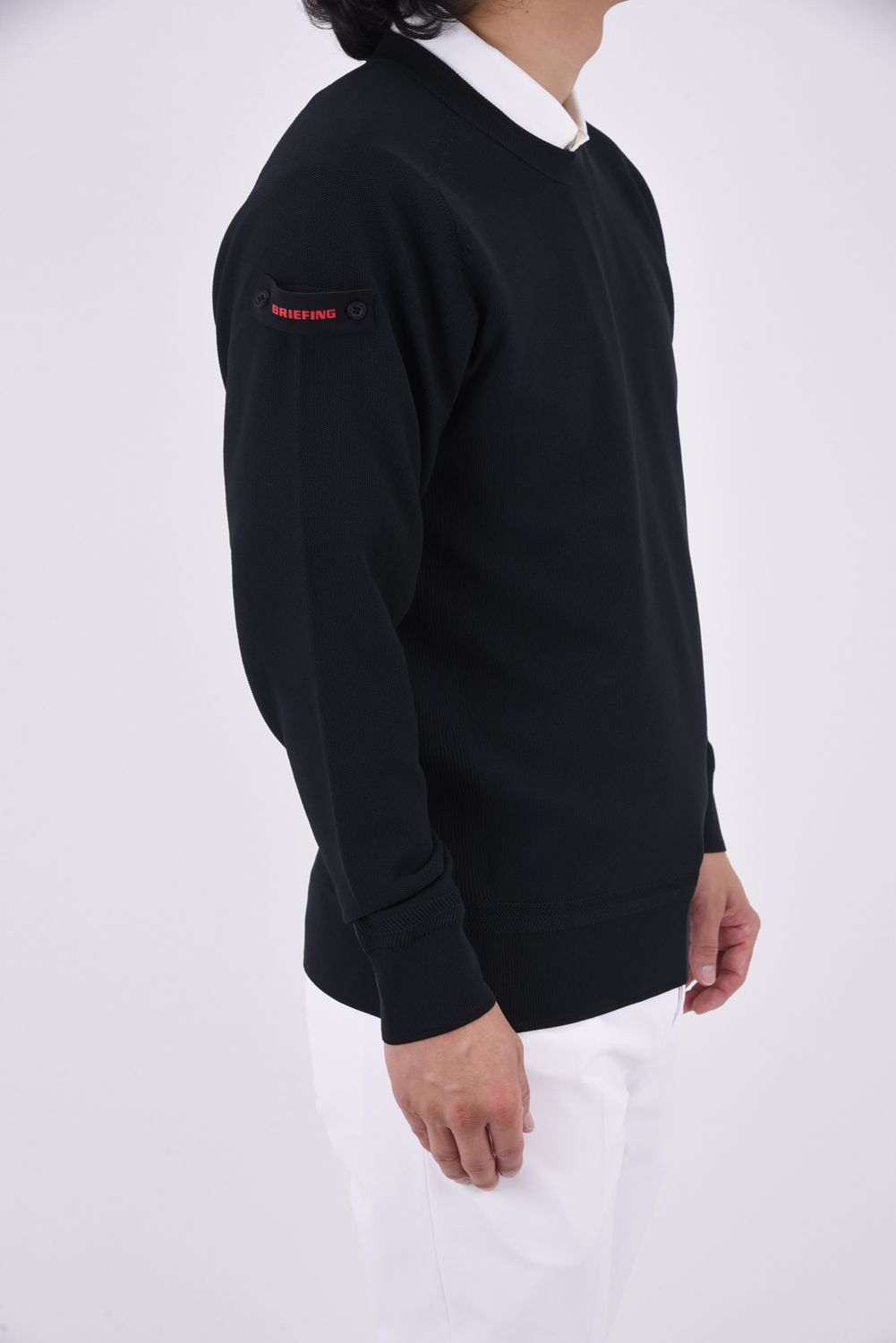 MEN'S WR CREWNECK KNIT / バックロゴ 超撥水糸 クルーネックニット (ブラック)