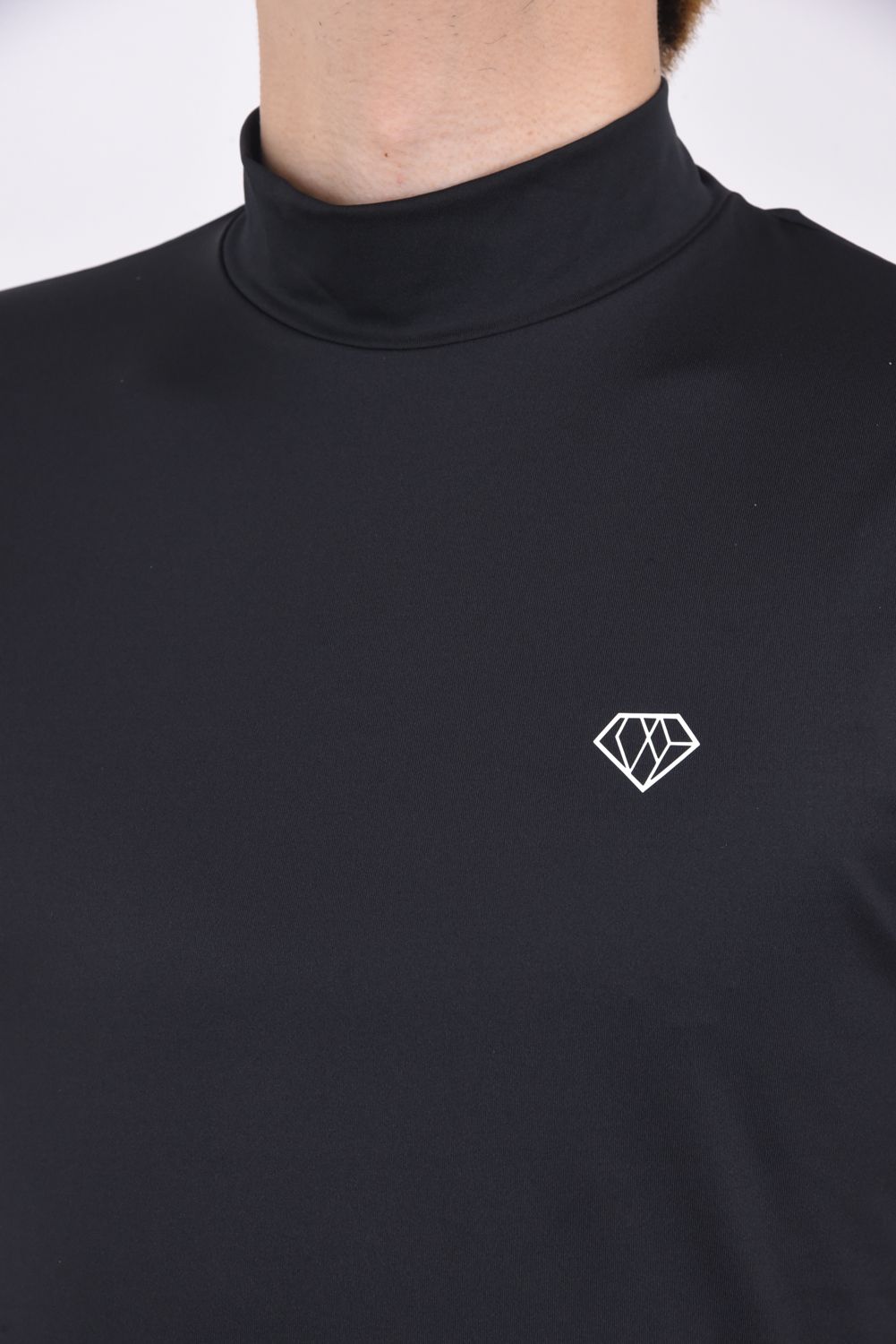 HANDWRITTEN LOGO MOCK NECK T-SHIRTS / カーシヴロゴ 半袖モックネック Tシャツ (ブラック)
