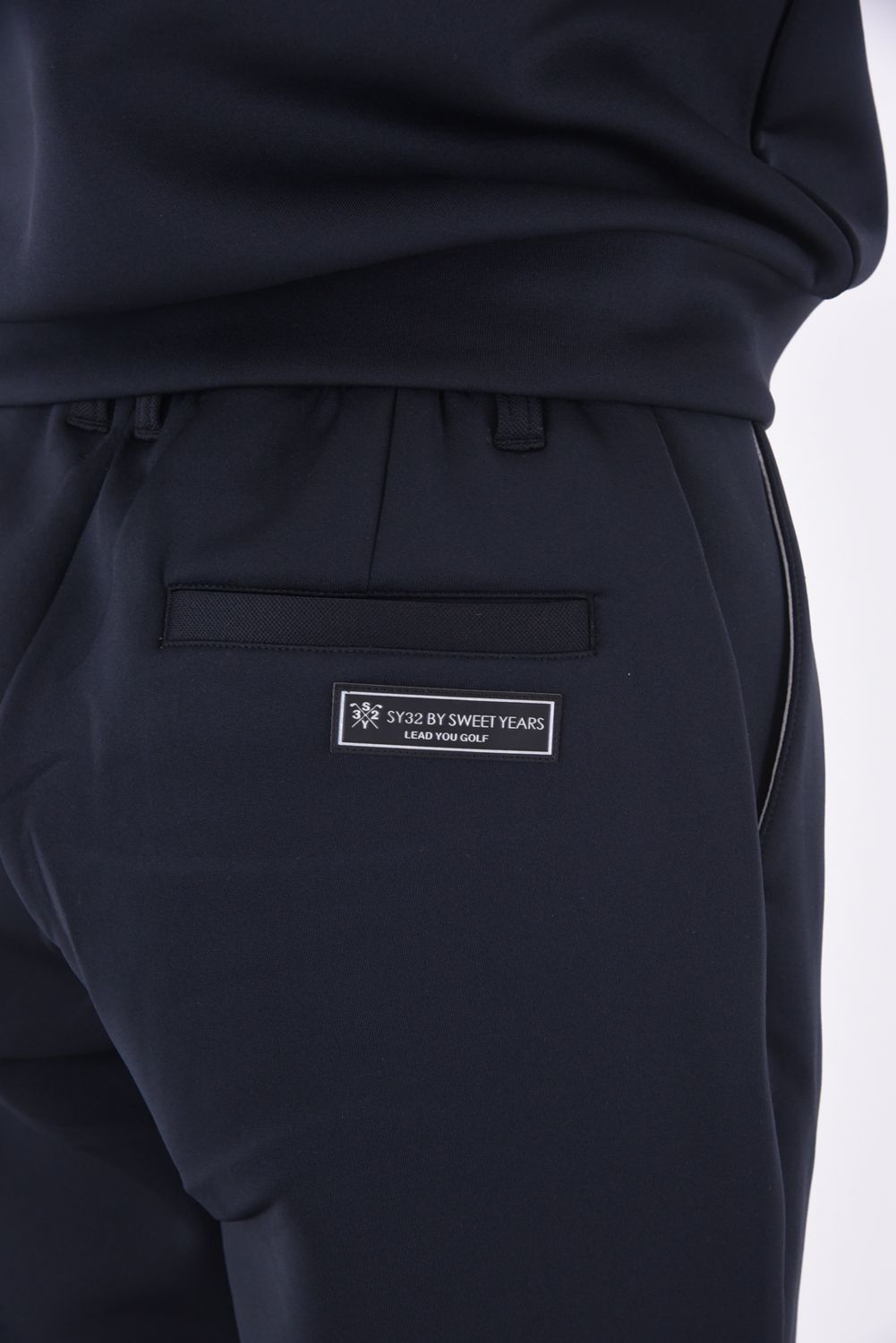 DOUBLE FACE CARDBOARD PANTS / ロゴ ストレッチダンボール テーパードパンツ (ブラック)*
