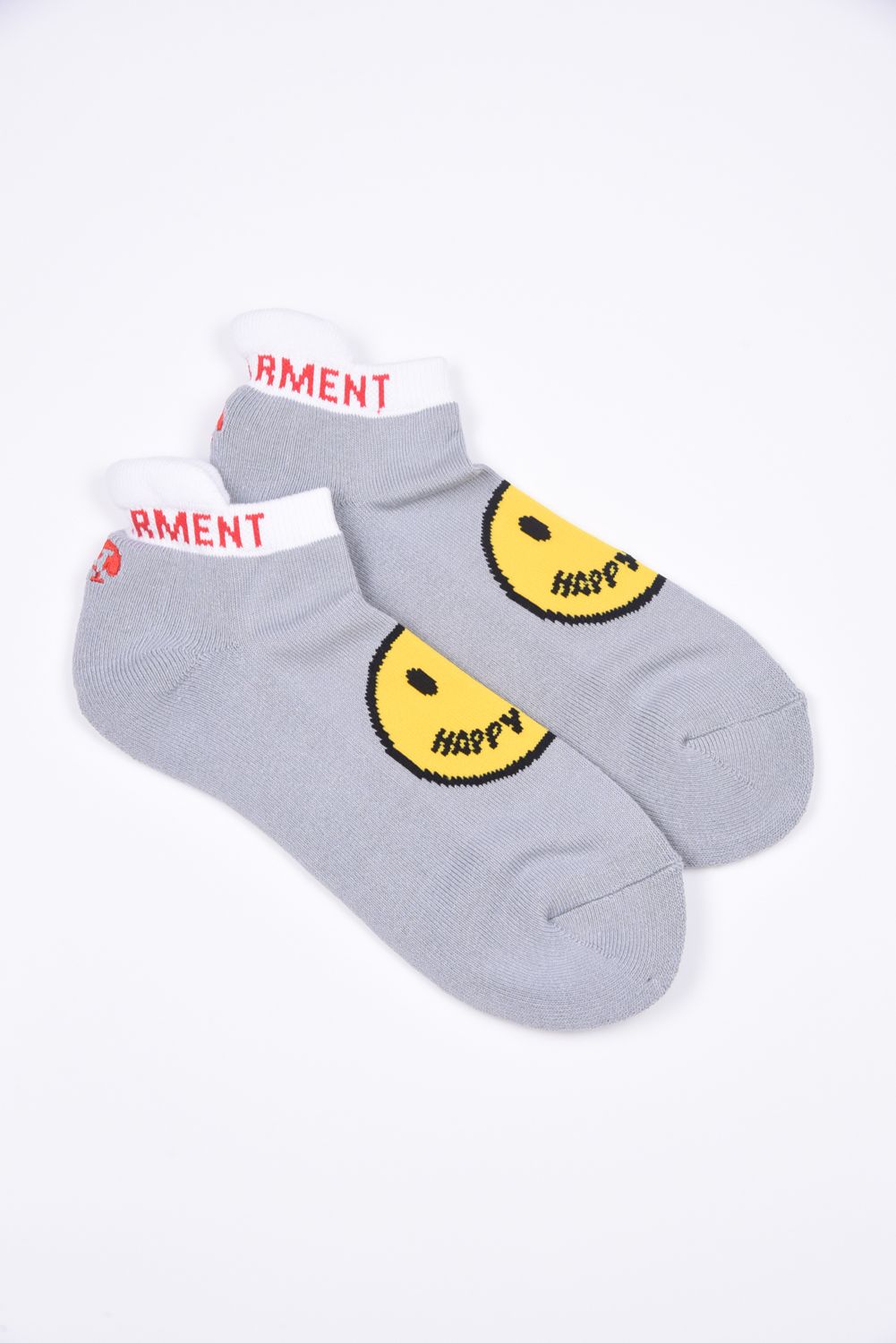 HAPPY SURF CUSHION SOCKS / HAPPY SURFロゴ アングルソックス グレー